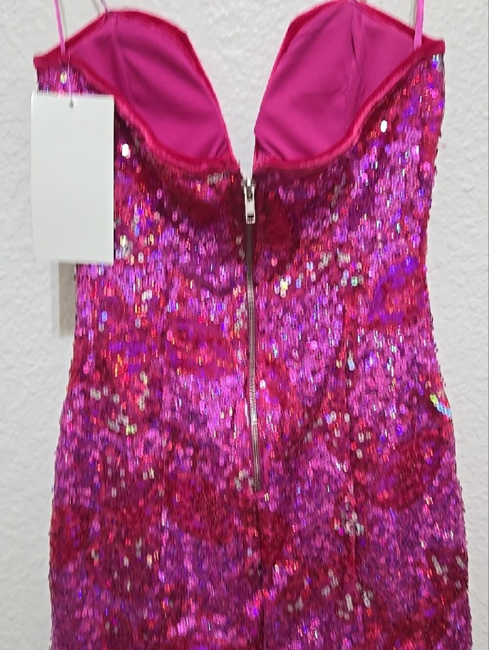 NWT Honey And Rosie Sequin Strapless Mini Dress in Fuchsia Party Barbiecore Sexy - Picture 6 of 12